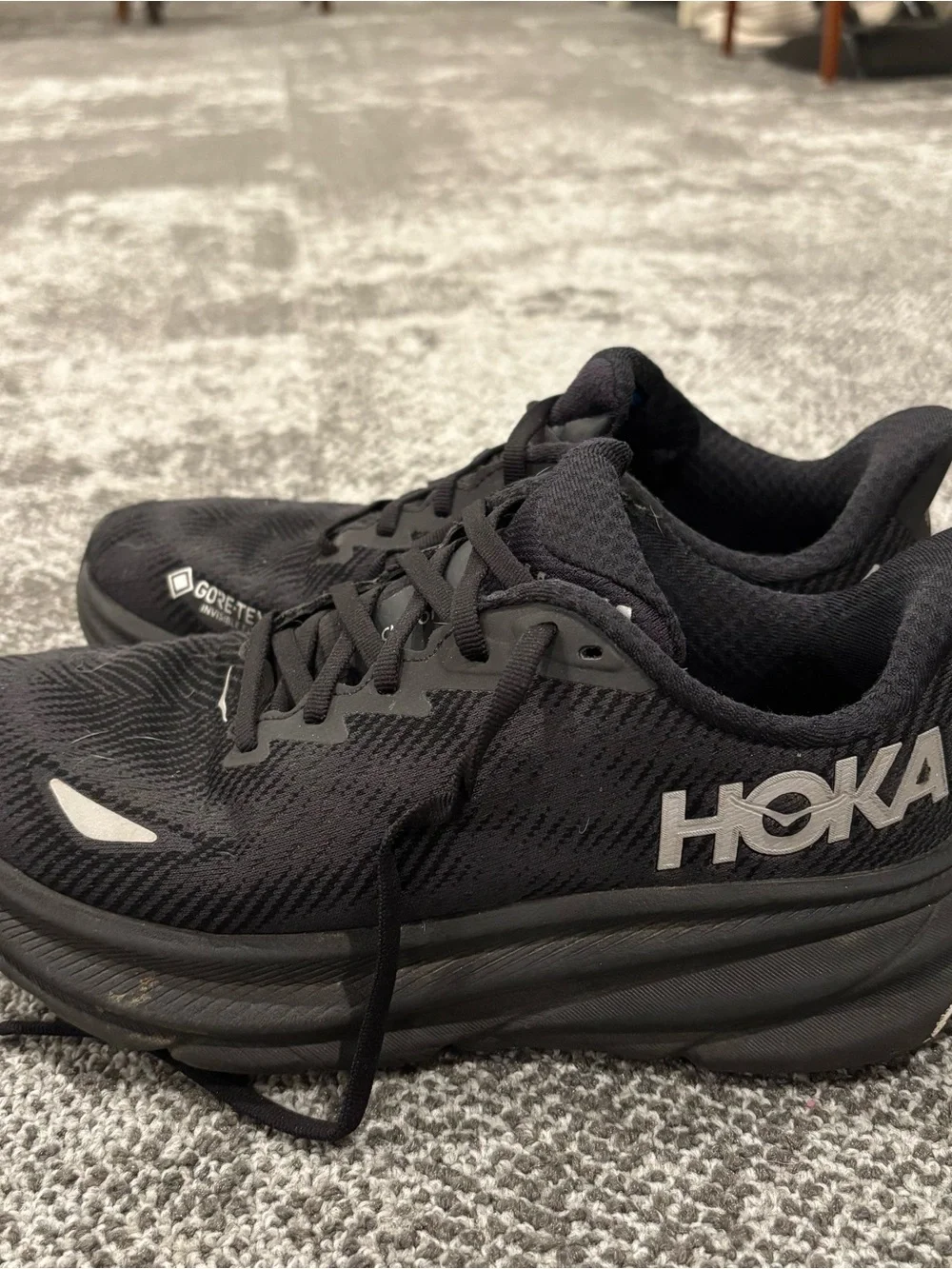 Hoka One Black Athletic Running Shoes with Reflective Accents
